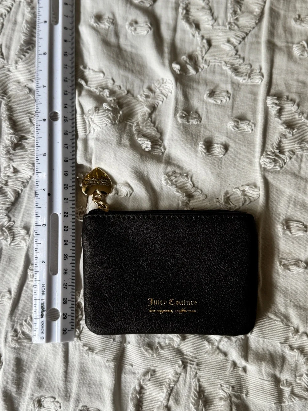 Juicy Couture Black Zip Pouch with Gold Heart Charm